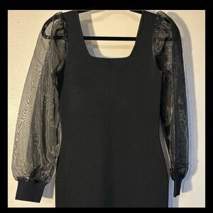 House of Harlow 1960 Black Midi Dress with Square Neck